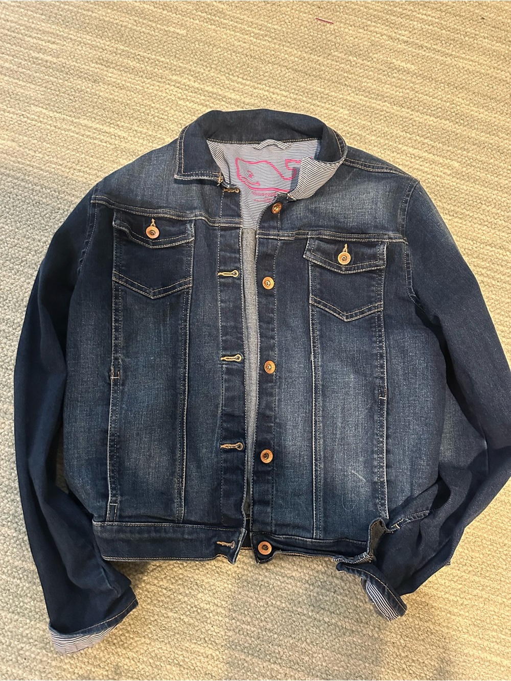 Vineyard Vines Girls Dark Blue Denim Jean Jacket